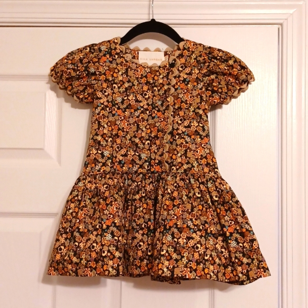 Girls Vikky Floral Print Puff Sleeve Bubble Dress In Mushroom